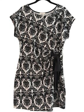 Lime & Chili Black & White Damask Side Tie-Detail Mini Dress Size L
